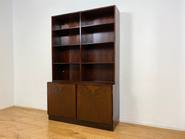 WMK I Stilvoller skandinavischer Mid-Century Designer Bücherschrank by Omann Junior in Palisander m. verstell. Regalböden I Bücherregal Regal Highboard Sideboard Schrank Rosewood Danish Design Vintage