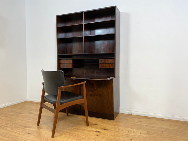 WMK I Stilvoller skandinavischer Mid-Century Designer Schreibschrank by Omann Junior in Palisander I Sekretär Bücherregal Regal Highboard Sideboard Schrank Schreibtisch Rosewood Danish Design Vintage