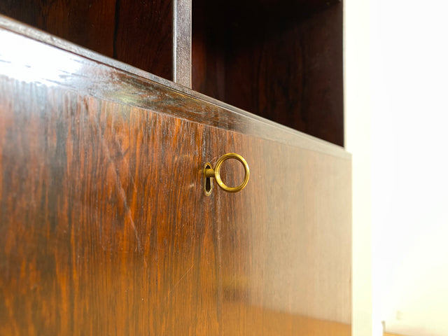 WMK I Stilvoller skandinavischer Mid-Century Designer Schreibschrank by Omann Junior in Palisander I Sekretär Bücherregal Regal Highboard Sideboard Schrank Schreibtisch Rosewood Danish Design Vintage