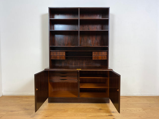 WMK I Stilvoller skandinavischer Mid-Century Designer Schreibschrank by Omann Junior in Palisander I Sekretär Bücherregal Regal Highboard Sideboard Schrank Schreibtisch Rosewood Danish Design Vintage