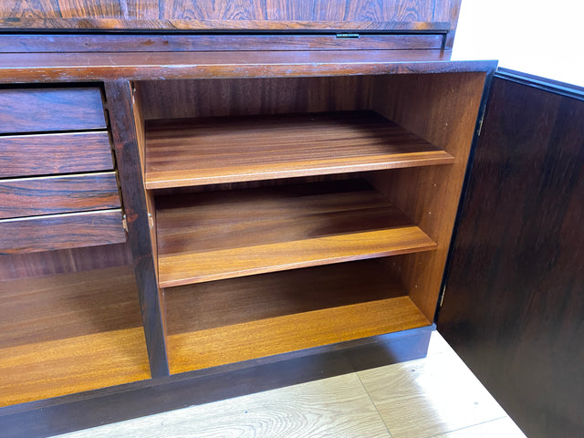 WMK I Stilvoller skandinavischer Mid-Century Designer Schreibschrank by Omann Junior in Palisander I Sekretär Bücherregal Regal Highboard Sideboard Schrank Schreibtisch Rosewood Danish Design Vintage