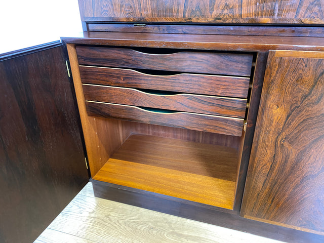 WMK I Stilvoller skandinavischer Mid-Century Designer Schreibschrank by Omann Junior in Palisander I Sekretär Bücherregal Regal Highboard Sideboard Schrank Schreibtisch Rosewood Danish Design Vintage