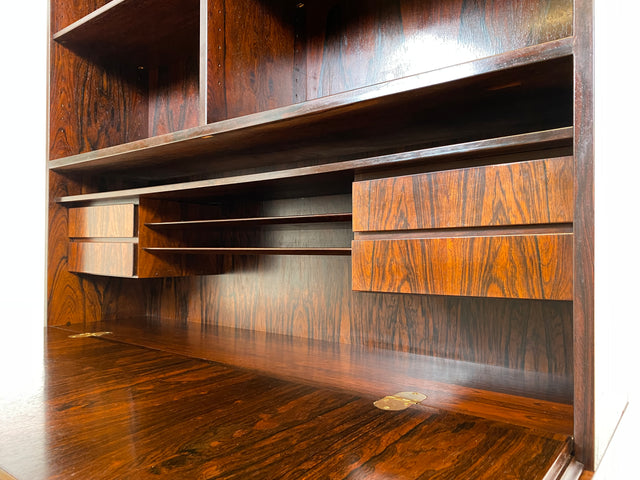 WMK I Stilvoller skandinavischer Mid-Century Designer Schreibschrank by Omann Junior in Palisander I Sekretär Bücherregal Regal Highboard Sideboard Schrank Schreibtisch Rosewood Danish Design Vintage