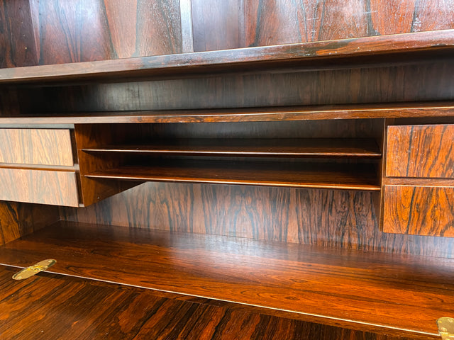 WMK I Stilvoller skandinavischer Mid-Century Designer Schreibschrank by Omann Junior in Palisander I Sekretär Bücherregal Regal Highboard Sideboard Schrank Schreibtisch Rosewood Danish Design Vintage