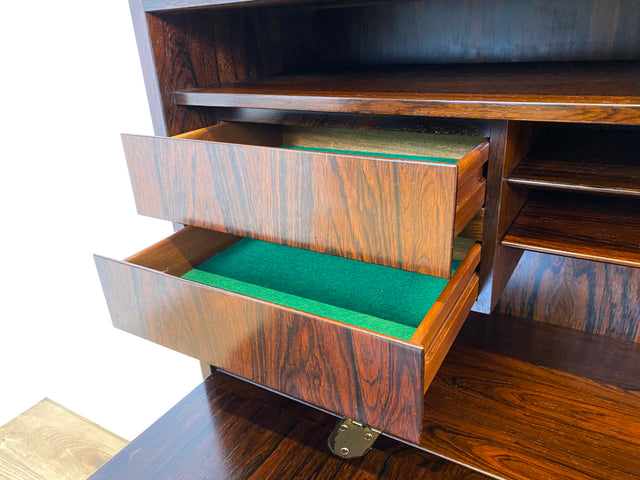 WMK I Stilvoller skandinavischer Mid-Century Designer Schreibschrank by Omann Junior in Palisander I Sekretär Bücherregal Regal Highboard Sideboard Schrank Schreibtisch Rosewood Danish Design Vintage
