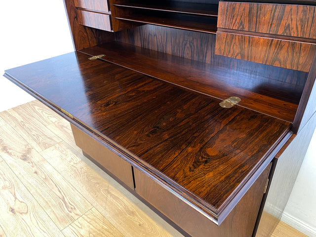 WMK I Stilvoller skandinavischer Mid-Century Designer Schreibschrank by Omann Junior in Palisander I Sekretär Bücherregal Regal Highboard Sideboard Schrank Schreibtisch Rosewood Danish Design Vintage