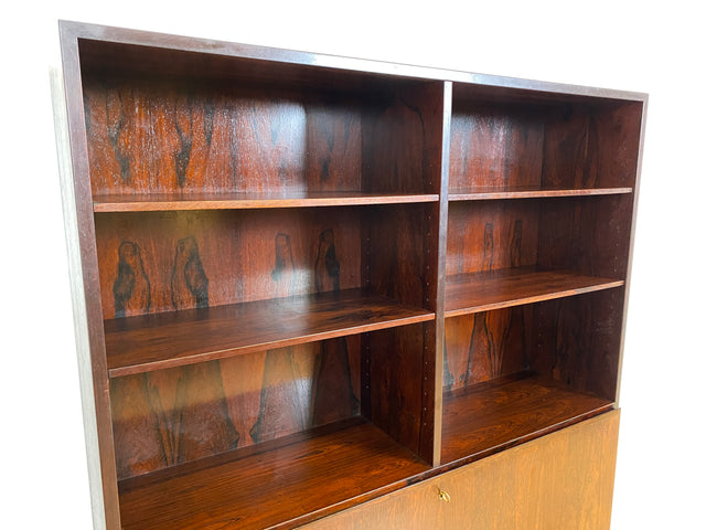 WMK I Stilvoller skandinavischer Mid-Century Designer Schreibschrank by Omann Junior in Palisander I Sekretär Bücherregal Regal Highboard Sideboard Schrank Schreibtisch Rosewood Danish Design Vintage