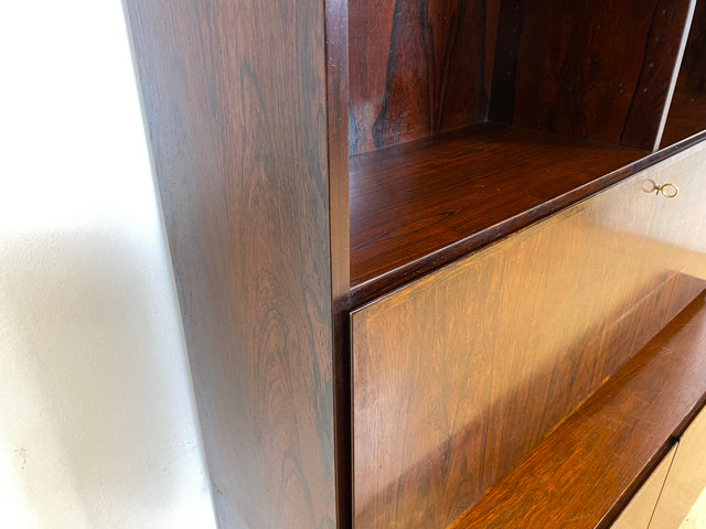 WMK I Stilvoller skandinavischer Mid-Century Designer Schreibschrank by Omann Junior in Palisander I Sekretär Bücherregal Regal Highboard Sideboard Schrank Schreibtisch Rosewood Danish Design Vintage