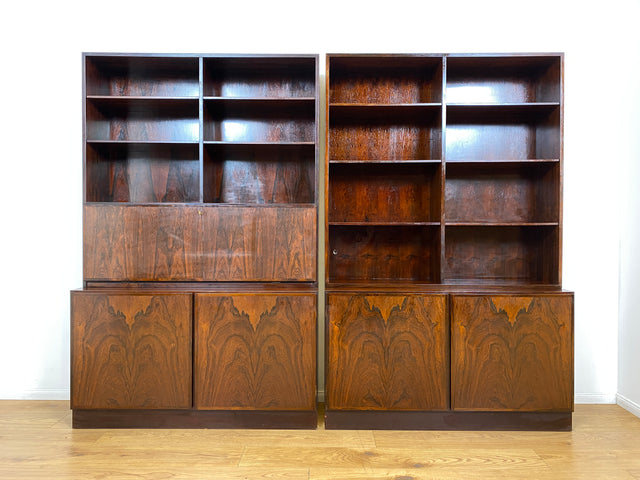 WMK I Stilvoller skandinavischer Mid-Century Designer Schreibschrank by Omann Junior in Palisander I Sekretär Bücherregal Regal Highboard Sideboard Schrank Schreibtisch Rosewood Danish Design Vintage