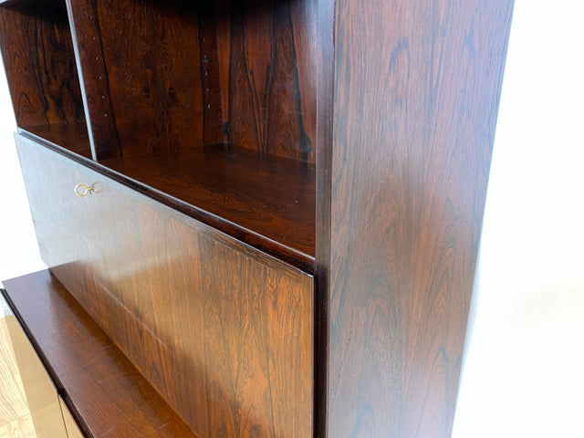 WMK I Stilvoller skandinavischer Mid-Century Designer Schreibschrank by Omann Junior in Palisander I Sekretär Bücherregal Regal Highboard Sideboard Schrank Schreibtisch Rosewood Danish Design Vintage