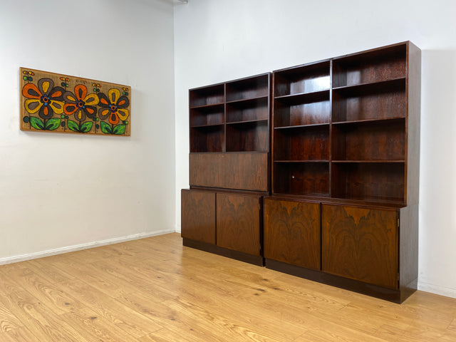 WMK I Stilvoller skandinavischer Mid-Century Designer Schreibschrank by Omann Junior in Palisander I Sekretär Bücherregal Regal Highboard Sideboard Schrank Schreibtisch Rosewood Danish Design Vintage