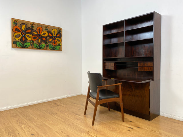 WMK I Stilvoller skandinavischer Mid-Century Designer Schreibschrank by Omann Junior in Palisander I Sekretär Bücherregal Regal Highboard Sideboard Schrank Schreibtisch Rosewood Danish Design Vintage