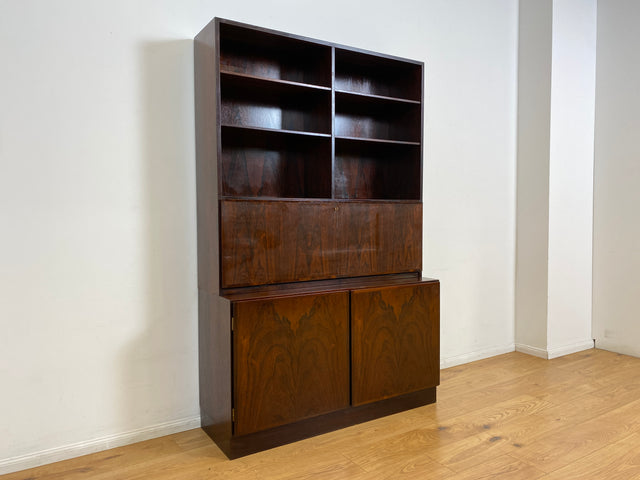 WMK I Stilvoller skandinavischer Mid-Century Designer Schreibschrank by Omann Junior in Palisander I Sekretär Bücherregal Regal Highboard Sideboard Schrank Schreibtisch Rosewood Danish Design Vintage