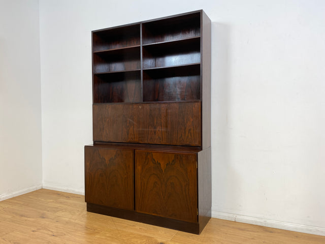WMK I Stilvoller skandinavischer Mid-Century Designer Schreibschrank by Omann Junior in Palisander I Sekretär Bücherregal Regal Highboard Sideboard Schrank Schreibtisch Rosewood Danish Design Vintage
