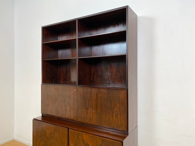 WMK I Stilvoller skandinavischer Mid-Century Designer Schreibschrank by Omann Junior in Palisander I Sekretär Bücherregal Regal Highboard Sideboard Schrank Schreibtisch Rosewood Danish Design Vintage