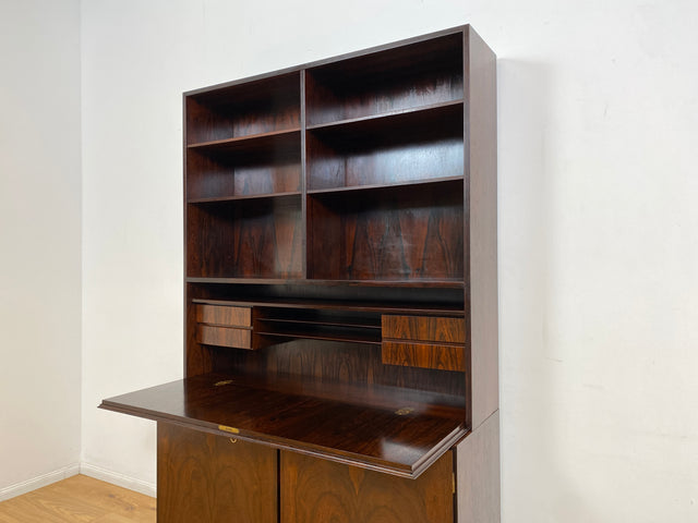 WMK I Stilvoller skandinavischer Mid-Century Designer Schreibschrank by Omann Junior in Palisander I Sekretär Bücherregal Regal Highboard Sideboard Schrank Schreibtisch Rosewood Danish Design Vintage