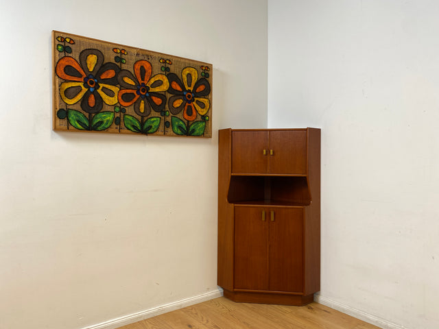 WMK I Minimalistischer und besonders gut erhaltener skandinavischer Mid-Century Eckschrank in Teakholz I Eckkommode Highboard Schrank Wäsche Bücher Kommode Danish Design Vintage Berlin Bochum Passau