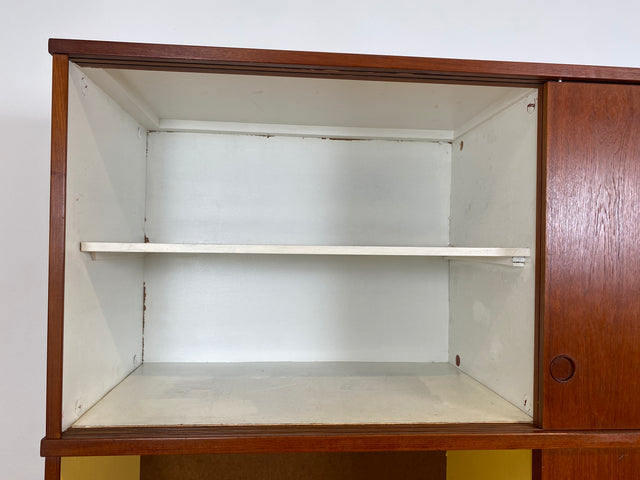WMK # Stilvoller skandinavischer Mid-Century Kleiderschrank in Teakholz mit Aufsatz & Schiebetüren # Schrank Schlafzimmerschrank Wäscheschrank Wardrobe Danish Design Vintage Teak Berlin Hamburg Köln