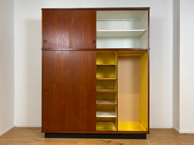 WMK # Stilvoller skandinavischer Mid-Century Kleiderschrank in Teakholz mit Aufsatz & Schiebetüren # Schrank Schlafzimmerschrank Wäscheschrank Wardrobe Danish Design Vintage Teak Berlin Hamburg Köln