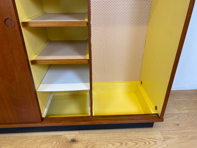 WMK # Stilvoller skandinavischer Mid-Century Kleiderschrank in Teakholz mit Aufsatz & Schiebetüren # Schrank Schlafzimmerschrank Wäscheschrank Wardrobe Danish Design Vintage Teak Berlin Hamburg Köln