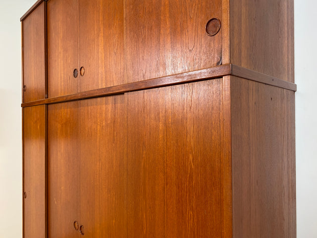 WMK # Stilvoller skandinavischer Mid-Century Kleiderschrank in Teakholz mit Aufsatz & Schiebetüren # Schrank Schlafzimmerschrank Wäscheschrank Wardrobe Danish Design Vintage Teak Berlin Hamburg Köln