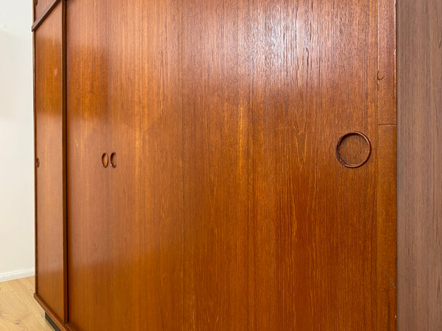 WMK # Stilvoller skandinavischer Mid-Century Kleiderschrank in Teakholz mit Aufsatz & Schiebetüren # Schrank Schlafzimmerschrank Wäscheschrank Wardrobe Danish Design Vintage Teak Berlin Hamburg Köln