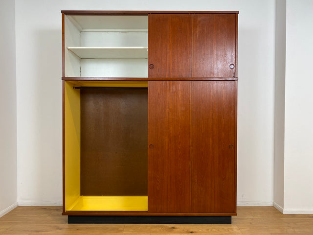WMK # Stilvoller skandinavischer Mid-Century Kleiderschrank in Teakholz mit Aufsatz & Schiebetüren # Schrank Schlafzimmerschrank Wäscheschrank Wardrobe Danish Design Vintage Teak Berlin Hamburg Köln