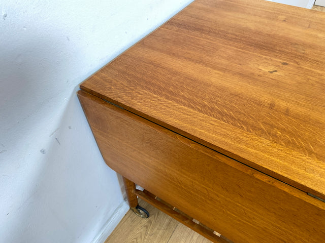 WMK I Besonders schöner skandinavischer Mid-Century Nähtisch auf Rollen & aufklappbar I Beistelltisch Kommode Nähkommode Schminkkommode Schminktisch Ablage Servierwagen Vintage Berlin Bielefeld Celle