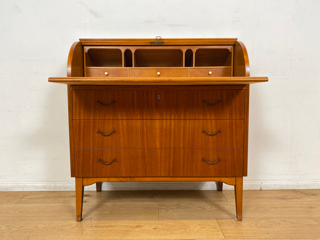 WMK I Hochwertiger skandinavischer Mid-Century Sekretär mit schönen Messinggriffen I Schreibkommode Schreibschrank Schreibtisch Kommode Schminkkommode Wäschekommode 70er Vintage Berlin Frankfurt Köln