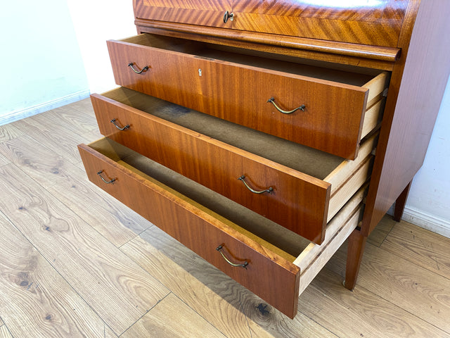 WMK I Hochwertiger skandinavischer Mid-Century Sekretär mit schönen Messinggriffen I Schreibkommode Schreibschrank Schreibtisch Kommode Schminkkommode Wäschekommode 70er Vintage Berlin Frankfurt Köln