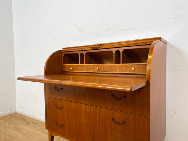 WMK I Hochwertiger skandinavischer Mid-Century Sekretär mit schönen Messinggriffen I Schreibkommode Schreibschrank Schreibtisch Kommode Schminkkommode Wäschekommode 70er Vintage Berlin Frankfurt Köln