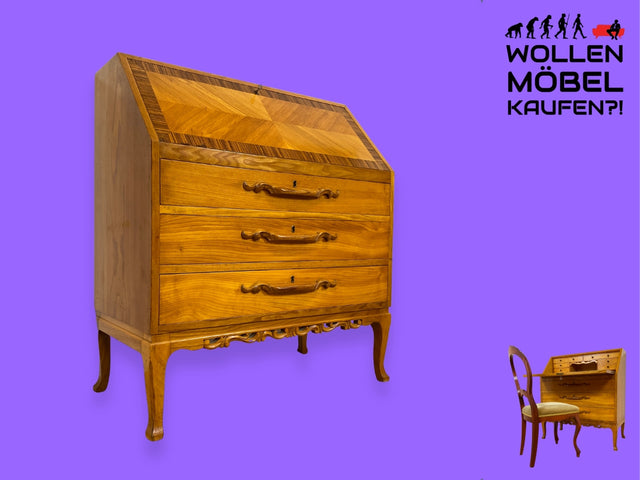 WMK I Besonders schöner skandinavischer Mid-Century Sekretär aus vollem Holz I Schreibkommode Schreibschrank Schreibtisch Kommode Schminkkommode Wäschekommode 60er Vintage Berlin Hannover Leipzig