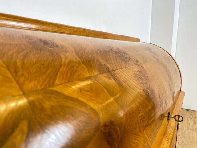 WMK # Schöner & hochwertiger skandinavischer Mid-Century Sekretär aus vollem Holz mit ausziehbarer Schreibplatte & Messinggriffen # Schreibschrank Desk Schreibtisch Kommode Wäschekommode Vintage 60er