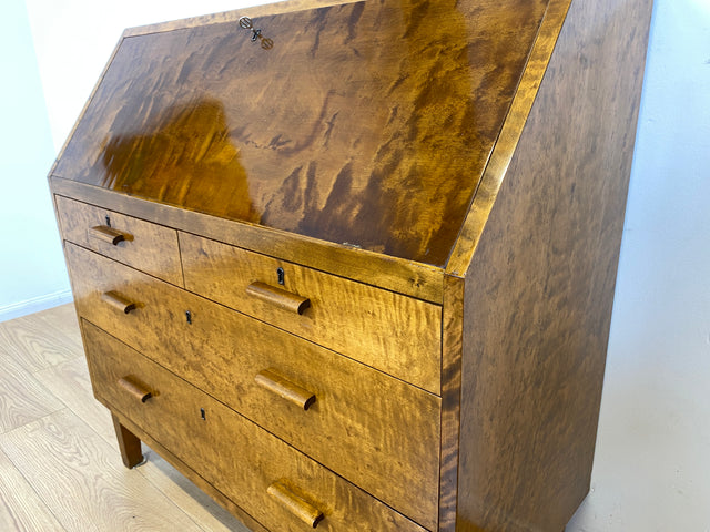 WMK # Sehr schöner skandinavischer Mid-Century Sekretär aus vollem Holz mit aufklappbarer Schreibplatte # Schreibschrank Schreibtisch Desk Kommode Schubladenkommode Wäschekommode Vintage Essen Dresden