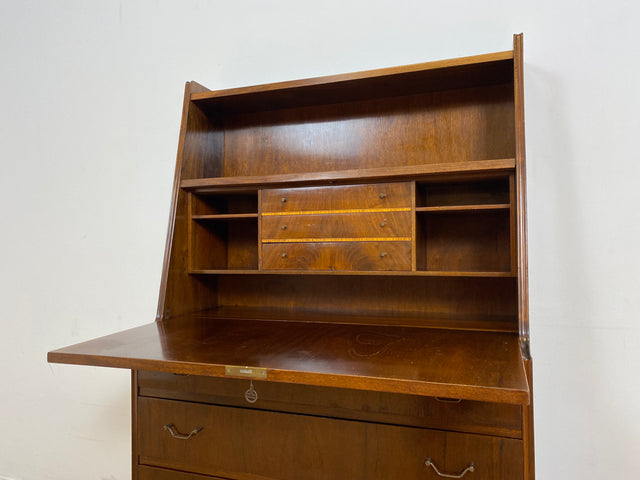 WMK # Stilvoller skandinavischer Mid-Century Sekretär aus vollem Holz mit stabiler Schreibfläche und Schubladen # Schreibtisch Schreibschrank Desk Schubladenkommode Kommode Wäschekommode Vintage 60er