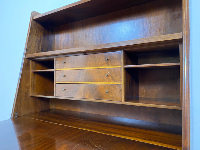 WMK # Stilvoller skandinavischer Mid-Century Sekretär aus vollem Holz mit stabiler Schreibfläche und Schubladen # Schreibtisch Schreibschrank Desk Schubladenkommode Kommode Wäschekommode Vintage 60er
