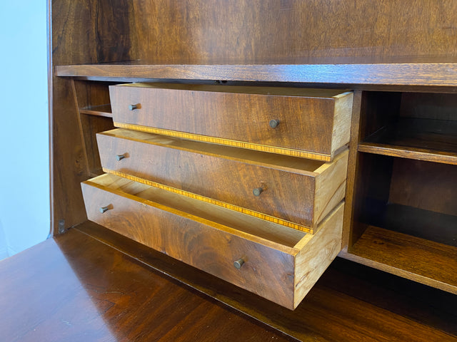 WMK # Stilvoller skandinavischer Mid-Century Sekretär aus vollem Holz mit stabiler Schreibfläche und Schubladen # Schreibtisch Schreibschrank Desk Schubladenkommode Kommode Wäschekommode Vintage 60er