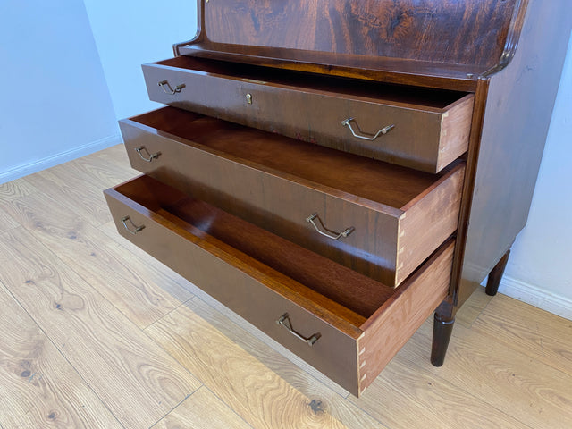 WMK # Stilvoller skandinavischer Mid-Century Sekretär aus vollem Holz mit stabiler Schreibfläche und Schubladen # Schreibtisch Schreibschrank Desk Schubladenkommode Kommode Wäschekommode Vintage 60er