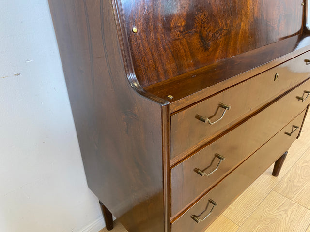 WMK # Stilvoller skandinavischer Mid-Century Sekretär aus vollem Holz mit stabiler Schreibfläche und Schubladen # Schreibtisch Schreibschrank Desk Schubladenkommode Kommode Wäschekommode Vintage 60er