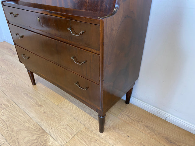 WMK # Stilvoller skandinavischer Mid-Century Sekretär aus vollem Holz mit stabiler Schreibfläche und Schubladen # Schreibtisch Schreibschrank Desk Schubladenkommode Kommode Wäschekommode Vintage 60er