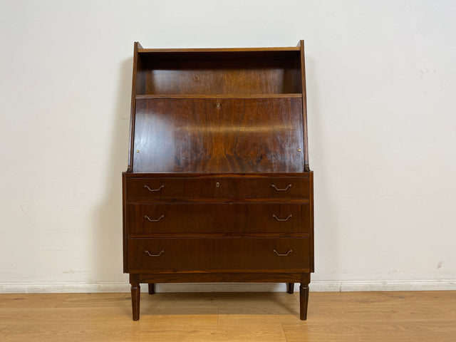 WMK # Stilvoller skandinavischer Mid-Century Sekretär aus vollem Holz mit stabiler Schreibfläche und Schubladen # Schreibtisch Schreibschrank Desk Schubladenkommode Kommode Wäschekommode Vintage 60er