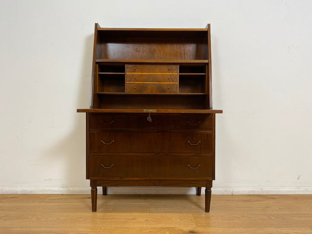 WMK # Stilvoller skandinavischer Mid-Century Sekretär aus vollem Holz mit stabiler Schreibfläche und Schubladen # Schreibtisch Schreibschrank Desk Schubladenkommode Kommode Wäschekommode Vintage 60er