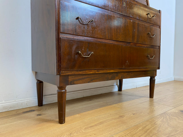 WMK # Stilvoller skandinavischer Mid-Century Sekretär aus vollem Holz mit stabiler Schreibfläche und Schubladen # Schreibtisch Schreibschrank Desk Schubladenkommode Kommode Wäschekommode Vintage 60er
