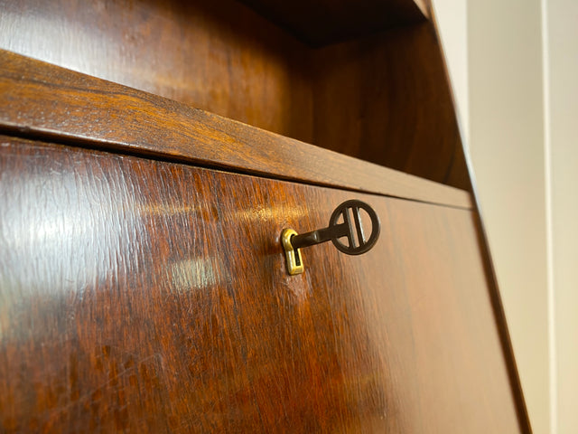 WMK # Stilvoller skandinavischer Mid-Century Sekretär aus vollem Holz mit stabiler Schreibfläche und Schubladen # Schreibtisch Schreibschrank Desk Schubladenkommode Kommode Wäschekommode Vintage 60er