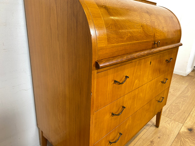 WMK I Formschöner skandinavischer Mid-Century Sekretär aus vollem Holz mit Messinggriffen I Schreibkommode Schreibtisch Kommode Wäschekommode 60er 70er Vintage Berlin Hamburg Dresden