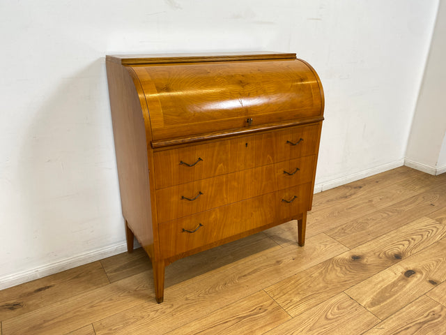 WMK I Formschöner skandinavischer Mid-Century Sekretär aus vollem Holz mit Messinggriffen I Schreibkommode Schreibtisch Kommode Wäschekommode 60er 70er Vintage Berlin Hamburg Dresden
