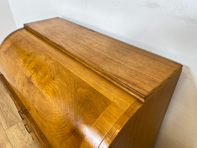 WMK I Formschöner skandinavischer Mid-Century Sekretär aus vollem Holz mit Messinggriffen I Schreibkommode Schreibtisch Kommode Wäschekommode 60er 70er Vintage Berlin Hamburg Dresden