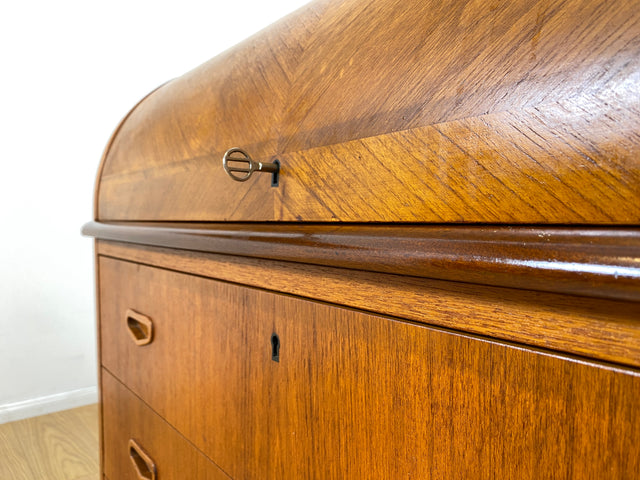 WMK I Stilvoller skandinavischer Mid-Century Sekretär in Teakholz I Schreibkommode Schreibschrank Schreibtisch Kommode Schminkkommode Wäschekommode Danish Design Vintage Teak Berlin München Hamburg