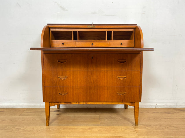 WMK I Stilvoller skandinavischer Mid-Century Sekretär in Teakholz I Schreibkommode Schreibschrank Schreibtisch Kommode Schminkkommode Wäschekommode Danish Design Vintage Teak Berlin München Hamburg