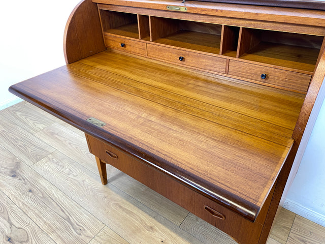 WMK I Stilvoller skandinavischer Mid-Century Sekretär in Teakholz I Schreibkommode Schreibschrank Schreibtisch Kommode Schminkkommode Wäschekommode Danish Design Vintage Teak Berlin München Hamburg